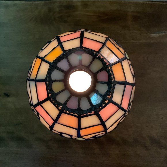 PartyLite Hydrangea Tiffany Style Stained Glass 2 Pc Tea Light Candle Holder - Picture 12 of 12